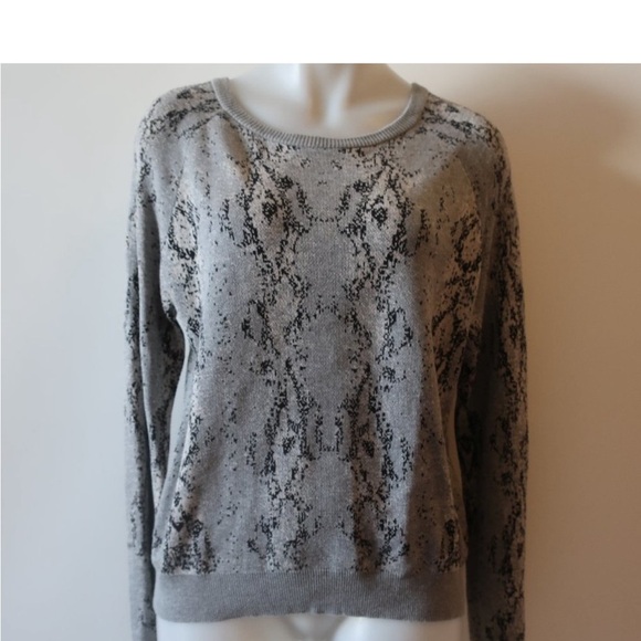 WOMENS MONROW GREY BLACK SNAKE JACQUARD PYTHON DESIGN RAGLAN SWEATER M - Picture 1 of 5